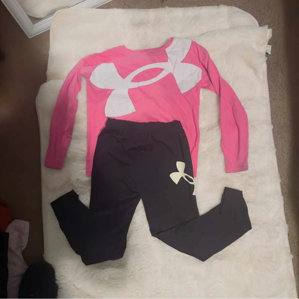 Under Armour Pink and Black Kids Matching Set